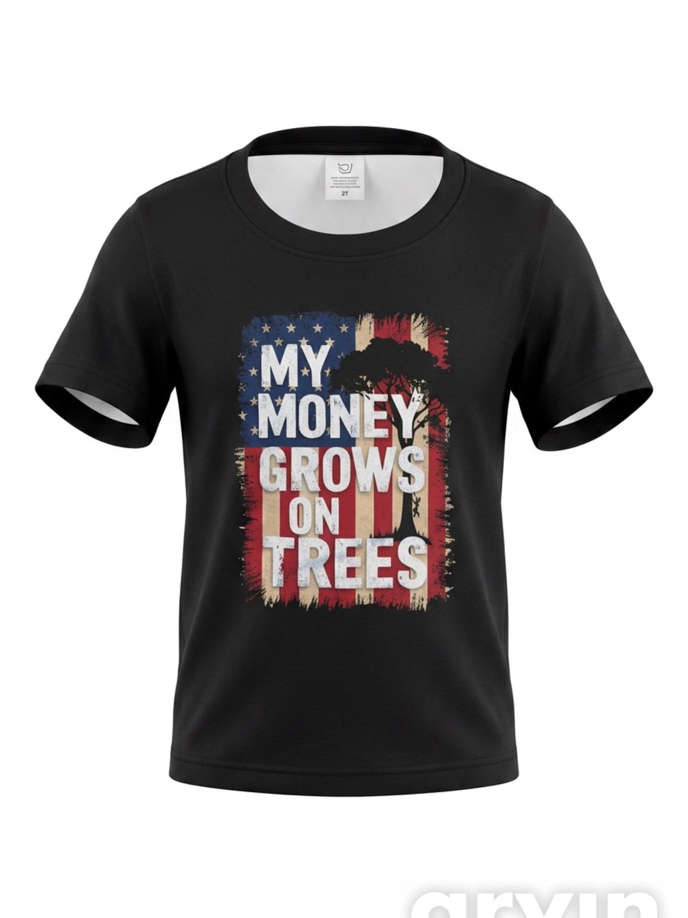 Rabbit Skins Black Kids 'My Money Grows On Trees' Graphic Tee